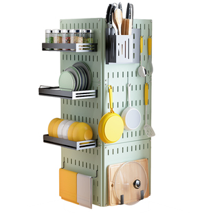 厨房洞洞板免打孔壁挂式置物架刀架墙角不锈钢调料收纳架碗架墙上