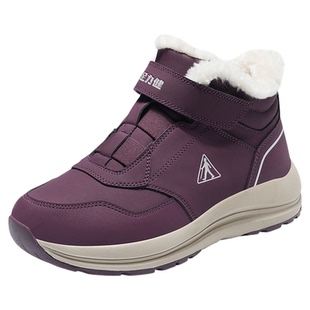 足力健老人鞋正品2025冬季新款棉鞋东北雪地靴加绒厚底保暖妈妈鞋