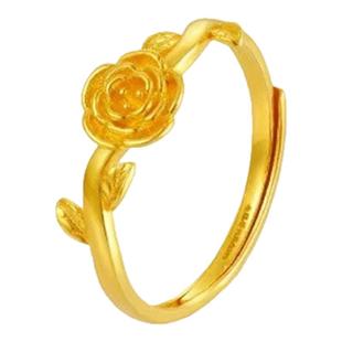 老凤祥黄金玫瑰花戒指女2025新款足金可调节指环纯金手饰生日礼物