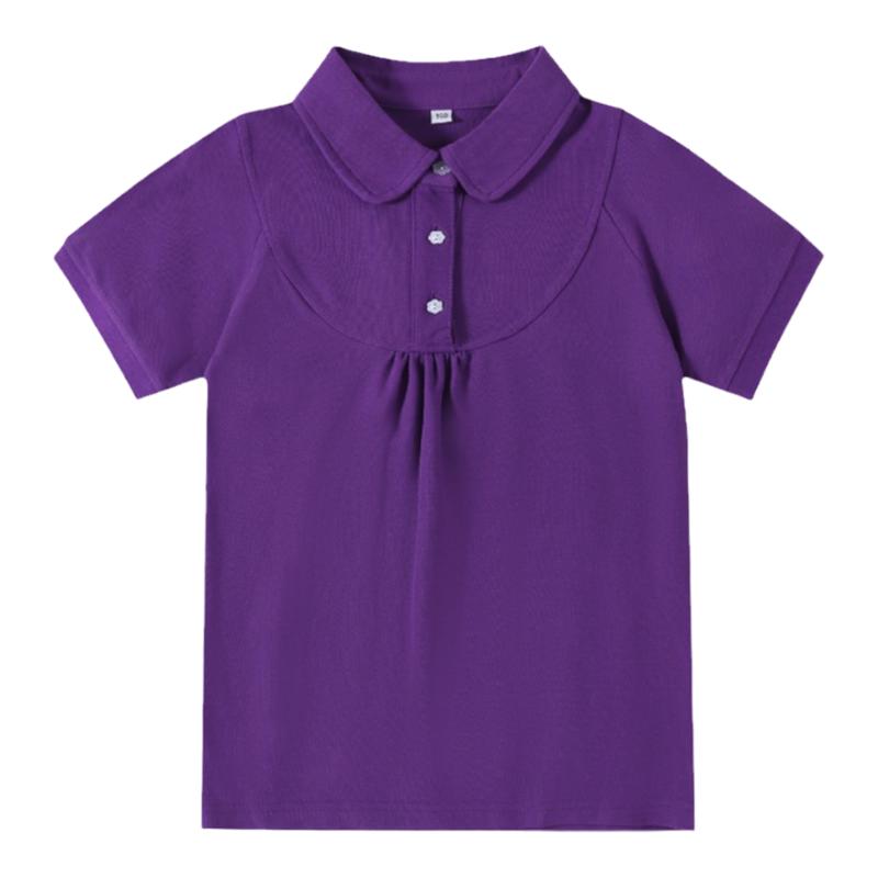 中小学生校服英伦女童夏季清华紫蝴蝶结短袖T恤棉珠地学院polo衫