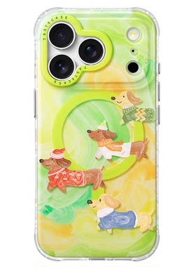 牛油果绿腊肠狗磁吸iPhone手机壳