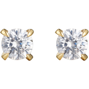 KREAM 10K真金gold claw Zircon Earrings 纯金钻石耳钉男女 锆石