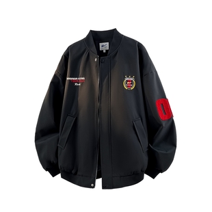 回力飞行员刺绣棒球服男秋冬季2025新款美式复古情侣加厚棉服外套