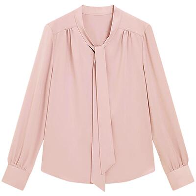 KBNE法式复古白色衬衫女2026春季新款长袖飘带衬衣设计感别致上衣