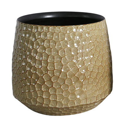 法式中古风手工米色陶瓷复古锤纹陶罐落地大口花瓶花器高级感摆件