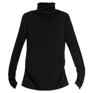 洋气妈妈双层网纱打底衫女高端春秋中长款加绒上衣遮屁股高领t恤