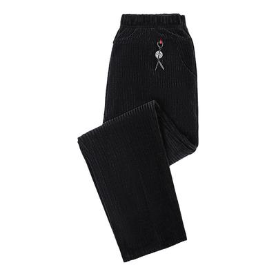 松紧腰直筒裤加绒长裤