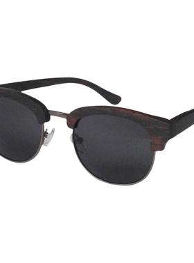 墨镜复古风枪灰色黑檀木偏光镜片