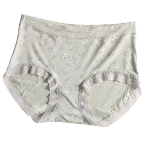 碎花莫代尔内裤女批中腰蕾丝新款舒适大码胖MM夏季薄发三角裤衩头