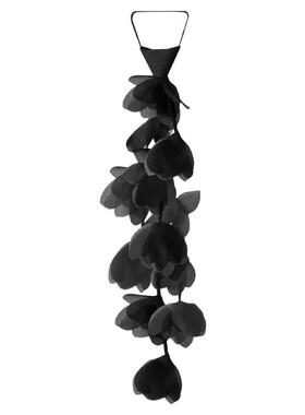 执璞黑立体花瓣复古小众免打领带