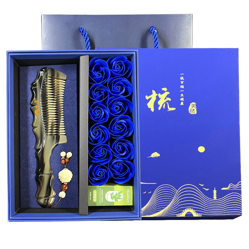 天然牛角梳刻字教师节礼物送老师