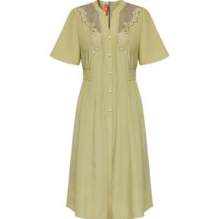 EP雅莹高端系列 桑蚕丝棉混纺拼接收腰连衣裙 2025春季新款4602A