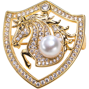 南珠宫珀伽淡水珍珠胸针胸饰男女通用节日礼物送礼百搭H091D