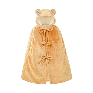 【可伸手】婴儿斗篷冬款儿童披风加厚外出抱被卡通防风冬季挡风衣