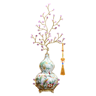 紫水晶发财树葫芦摆件高级感客厅招财玄关壁龛装饰品乔迁新居礼物