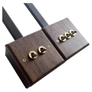 明装黑胡桃实木黄铜拨杆复古开关面板墙壁86明线盒一开五孔插座