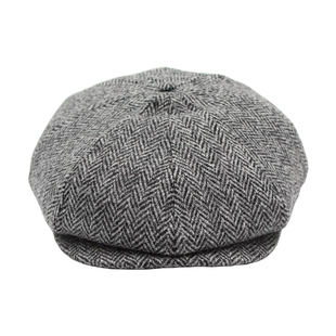 KAMOSA 帽子男女士八角帽英伦复古人字纹羊毛画家帽 Newsboy Cap