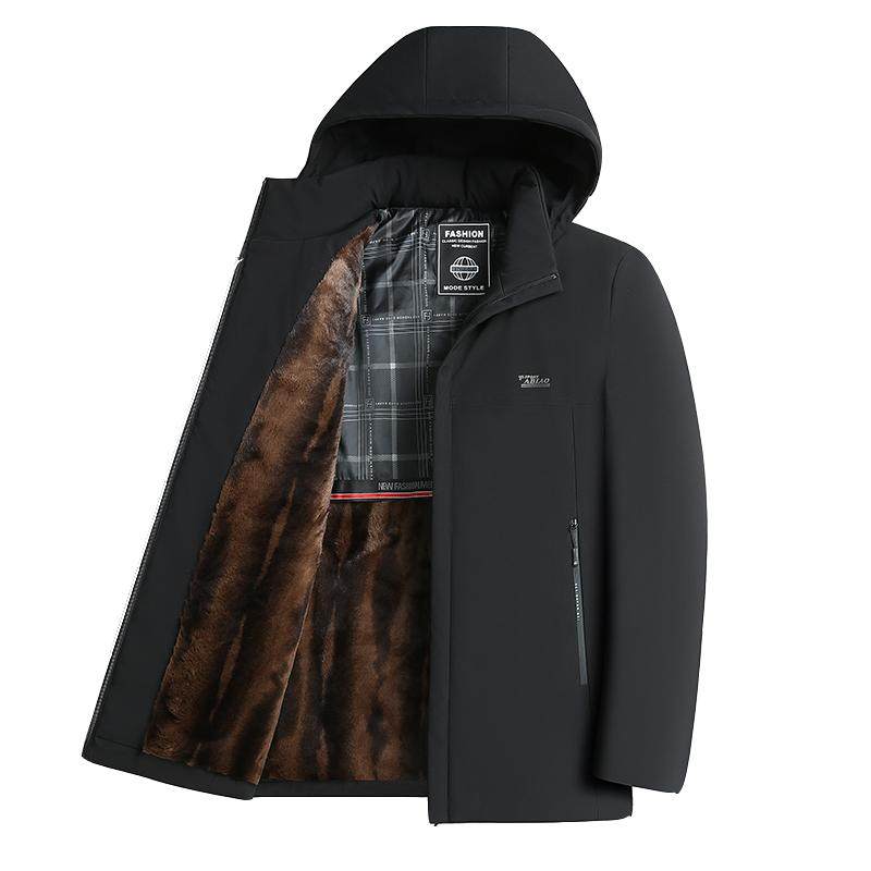 2025新款金貂绒派克服男士加厚棉服外套冬季中老年爸爸装御寒棉衣