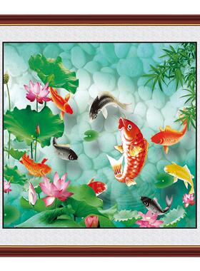 莲花荷花图卫生间方形自粘壁画