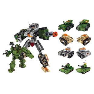 森宝积变强袭号铁铠追猎者8合2变形坦克儿童益智拼装积木男孩玩具
