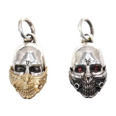 渡鸦面具吊坠原创手工宝石镶嵌银