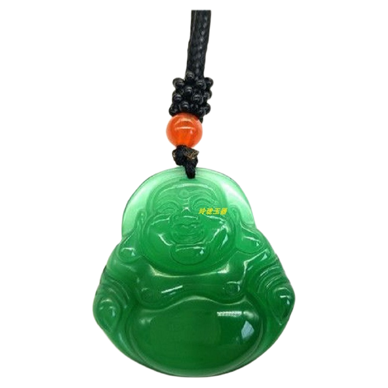 天然冰种玉髓弥勒佛笑口常开佛公项链吊坠冰润绿玛瑙观音情侣挂件