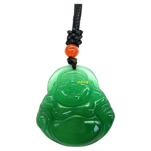 天然冰种玉髓弥勒佛笑口常开佛公项链吊坠冰润绿玛瑙观音情侣挂件