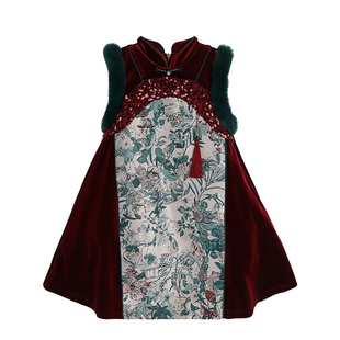 沫沫家童装冬装女童拜年服裙子2026秋冬季新款儿童新年连衣裙