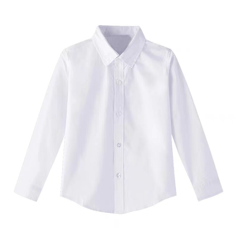 儿童白衬衫长袖男童女童夏季中小学生校服中大童白色衬衣表演出服