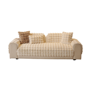 网红兔兔绒沙发垫2026秋冬季新款法式复古毛绒坐垫子固定防滑盖布