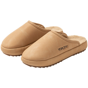 远港高级感防水皮质棉拖鞋女秋冬季保暖加绒居家室内防滑男士冬天