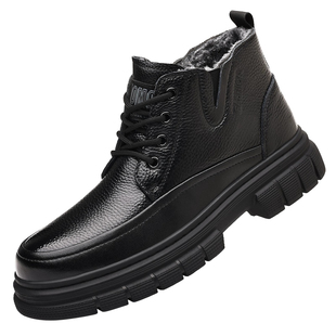 头层牛皮鞋高帮冬季加绒保暖棉鞋男款雪地防滑爸爸二棉鞋子男鞋靴