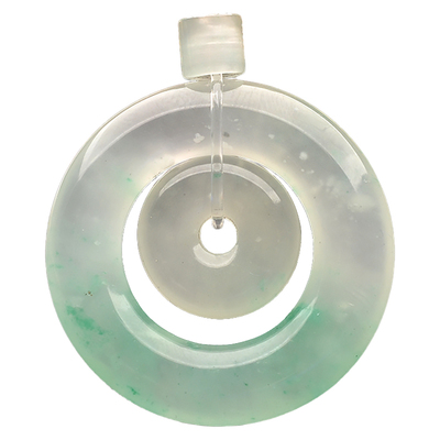 天然非洲翠平安扣吊独龙玉母子扣