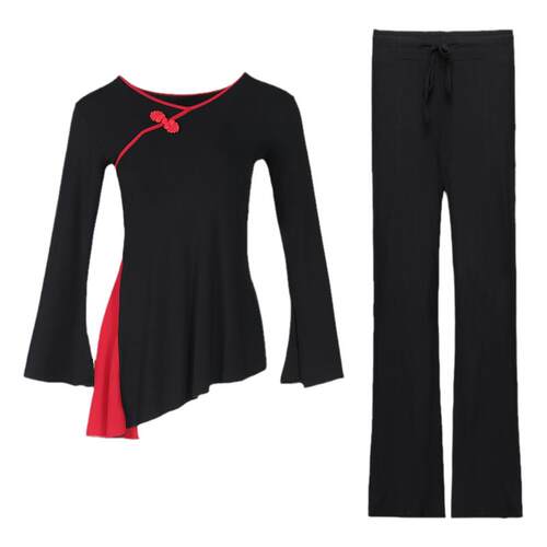 舞蹈服古典舞女套装新款成人黑色专业练功服飘逸现代舞跳舞服大码