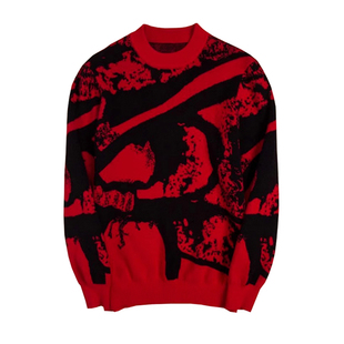 红色本命年加厚羊绒衫男100纯羊绒小半高领中国风明星同款毛衣男