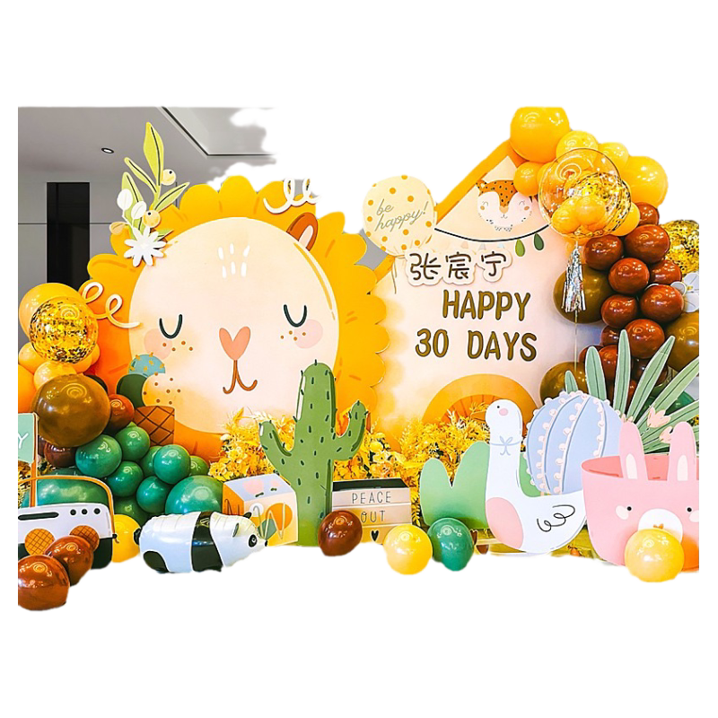 森系主题宝宝生日会布置气球kt板