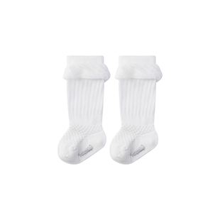 英氏新生婴儿袜子夏季薄款女宝可爱过膝长袜新款夏天宝宝白色袜子