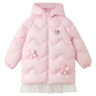 PawinPaw卡通小熊童装25年秋冬新款女童女宝中长款羽绒服温暖百搭