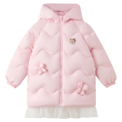 PawinPaw卡通小熊童装25年秋冬新款女童女宝中长款羽绒服温暖百搭