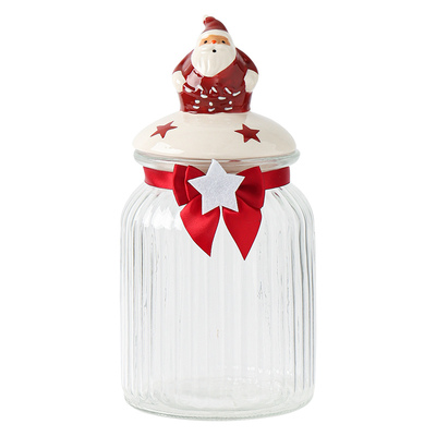 川岛屋圣诞玻璃密封罐食品级糖罐