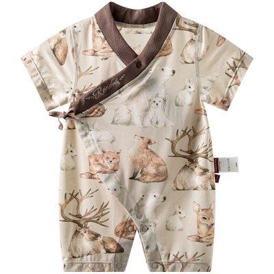[驯鹿部落]aqpa爱帕新生儿婴儿衣服莫代尔薄款短袖连体衣哈衣外出