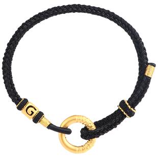 莫尘 黄金如意平安扣手链男编织红绳本命年足金999字母转运珠手绳