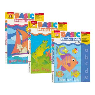 Evan Moor Basic Phonics Skills Level ABC 美国加州基础练习自然拼读系列ABC阶3册 儿童英语零基础自学 幼儿园小学1-2年级