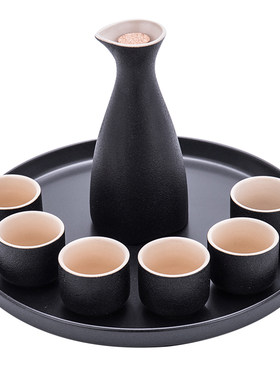 老中式陶瓷酒壶小号酒盅清酒分酒器传统仿古典风醒酒器粗陶白酒杯