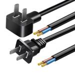 2插电源线带插头带线单插头0.5/0.75平两项两孔2芯二脚裸尾纯铜线