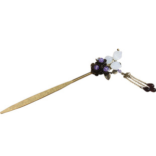 原创复古宫廷风枝叶花瓣流苏发簪新中式古典旗袍挽发簪子日常百搭