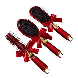 梳子结婚专用红色气垫梳女方陪嫁喜镜礼盒装一对高档婚庆用品大全