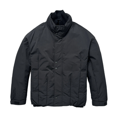 美式潮牌假两件毛织拼接羽绒外套