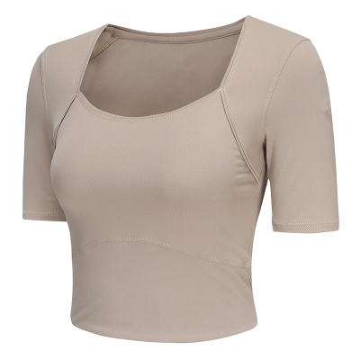 MOLYVIVI芭蕾领瑜伽短袖上衣