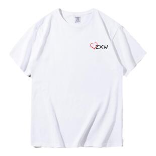 DIY私人定制名字缩写字母纯棉宽松短袖T恤小众潮圆领情侣装班服夏